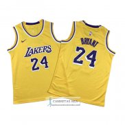 Camiseta Nino Los Angeles Lakers Kobe Bryant NO 24 Amarillo