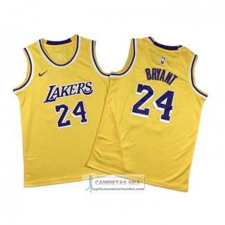 Camiseta Nino Los Angeles Lakers Kobe Bryant NO 24 Amarillo