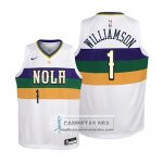 Camiseta Nino New Orleans Pelicans Zion Williamson Ciudad 2019 Blanco