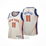 Camiseta Nino New York Knicks Jalen Brunson NO 11 Ciudad 2025-26 Crema