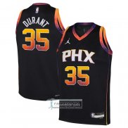 Camiseta Nino Phoenix Suns Kevin Durant NO 35 Statement 2022-23 Negro