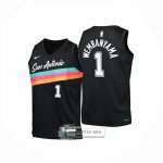 Camiseta Nino San Antonio Spurs Victor Wembanyama NO 1 Ciudad 2025-26 Negro