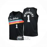 Camiseta Nino San Antonio Spurs Victor Wembanyama NO 1 Ciudad 2025-26 Negro