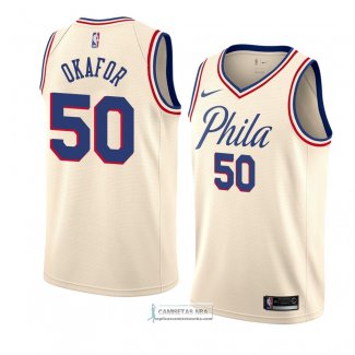 Camiseta Philadelphia 76ers Emeka Okafor Ciudad 2018 Crema