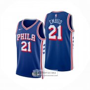 Camiseta Philadelphia 76ers Joel Embiid NO 21 Icon 2024-25 Azul