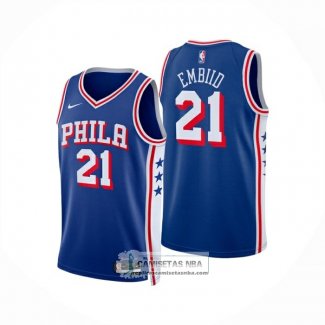 Camiseta Philadelphia 76ers Joel Embiid NO 21 Icon 2024-25 Azul