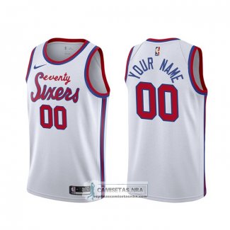 Camiseta Philadelphia 76ers Personalizada Hardwood Classic Blanco