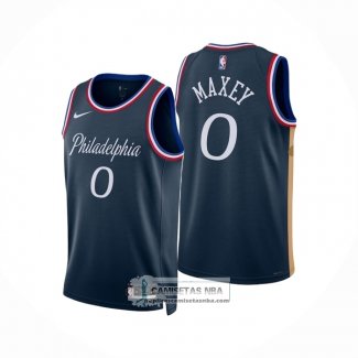 Camiseta Philadelphia 76ers Tyrese Maxey NO 0 Ciudad 2025-26 Azul