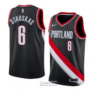 Camiseta Portland Trail Blazers Nik Stauskas Icon 2018 Negro