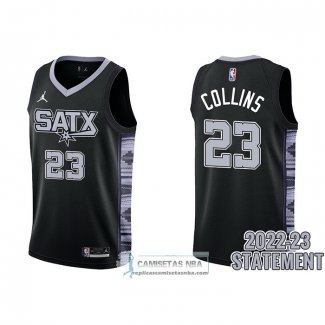 Camiseta San Antonio Spurs Zach Collins NO 23 Statement 2022-23 Negro