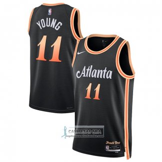 Camiseta Atlanta Hawks Trae Young NO 11 Ciudad 2022-23 Negro