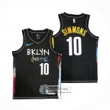 Camiseta Brooklyn Nets Ben Simmons NO 10 Ciudad 2020-21 Negro