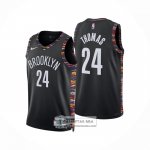 Camiseta Brooklyn Nets Cameron Thomas NO 24 Ciudad 2025-26 Negro