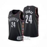 Camiseta Brooklyn Nets Cameron Thomas NO 24 Ciudad 2025-26 Negro