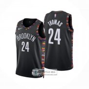 Camiseta Brooklyn Nets Cameron Thomas NO 24 Ciudad 2025-26 Negro