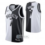 Camiseta Brooklyn Nets Kevin Durant NO 7 Split Negro Blanco