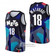 Camiseta Brooklyn Nets Yut Watanabe NO 18 Ciudad 2023-24 Negro