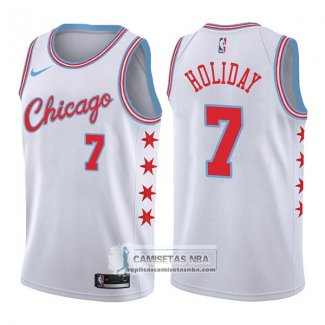 Camiseta Bulls Justin Holiday Ciudad 2017-18 Blanco