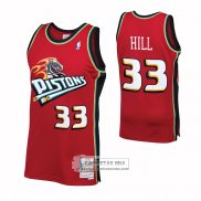 Camiseta Detroit Pistons Grant Hill NO 33 Mitchell & Ness 1999-00 Rojo