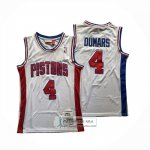 Camiseta Detroit Pistons Joe Dumars NO 4 Mitchell & Ness 1988-89 Blanco