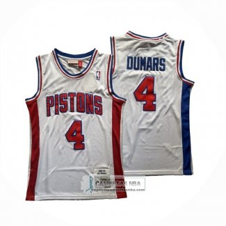Camiseta Detroit Pistons Joe Dumars NO 4 Mitchell & Ness 1988-89 Blanco