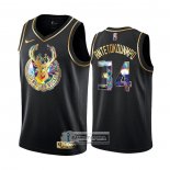 Camiseta Golden Edition Milwaukee Bucks Giannis Antetokounmpo NO 34 2021-22 Negro