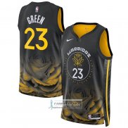 Camiseta Golden State Warriors Draymond Green NO 23 Ciudad 2022-23 Negro