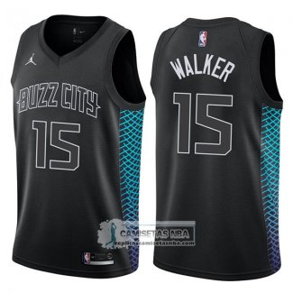 Camiseta Hornets Kemba Walker Ciudad 2017-18 Negro