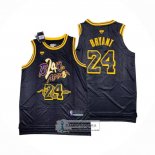 Camiseta Los Angeles Lakers Kobe Bryant NO 24 Black Mamba Snakeskin Negro