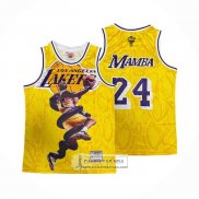 Camiseta Los Angeles Lakers Kobe Bryant NO 24 Mamba Amarillo