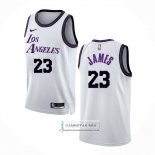 Camiseta Los Angeles Lakers LeBron James NO 23 Ciudad 2022-23 Blanco