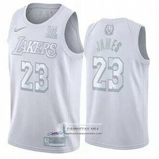 Camiseta Los Angeles Lakers LeBron James NO 23 MVP Blanco