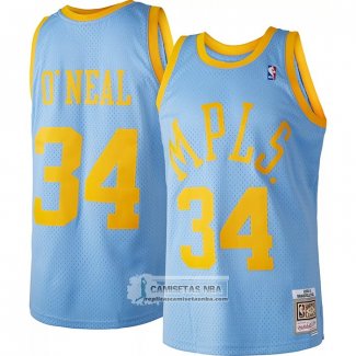 Camiseta Los Angeles Lakers Shaquille O'Neal NO 34 Mitchell & Ness 2001-02 Azul