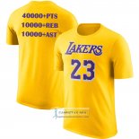 Camiseta Manga Corta Los Angeles Lakers James NO 23 Commemorative Amarillo1