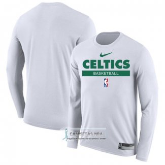 Camiseta Manga Larga Boston Celtics Practice Performance 2022-23 Blanco