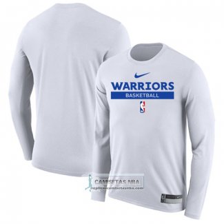 Camiseta Manga Larga Golden State Warriors Practice Performance 2022-23 Blanco