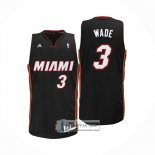 Camiseta Miami Heat Dwyane Wade NO 3 Segunda Negro