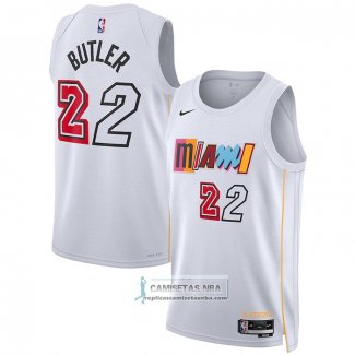 Camiseta Miami Heat Jimmy Butler NO 22 Ciudad 2022-23 Blanco