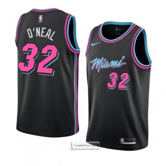 Camiseta Miami Heat Shaquille O'neal Ciudad 2018-19 Negro