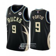 Camiseta Milwaukee Bucks Bobby Portis NO 9 Statement 2022-23 Negro