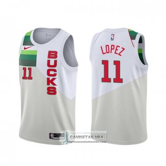 Camiseta Milwaukee Bucks Brook Lopez Earned Blanco