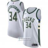 Camiseta Milwaukee Bucks Giannis Antetokounmpo NO 34 Association Autentico Blanco