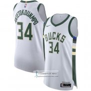 Camiseta Milwaukee Bucks Giannis Antetokounmpo NO 34 Association Autentico Blanco