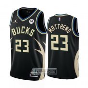 Camiseta Milwaukee Bucks Wesley Matthews NO 23 Statement 2022-23 Negro