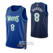 Camiseta Minnesota Timberwolves Jarred Vanderbilt NO 8 Ciudad 2021-22 Azul