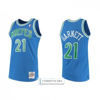 Camiseta Minnesota Timberwolves Kevin Garnett NO 21 Hardwood Classics Throwback Azul