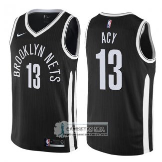 Camiseta Nets Quincy Acy Ciudad 2017-18 Negro