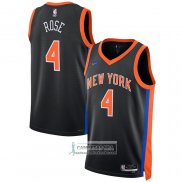 Camiseta New York Knicks Derrick Rose NO 4 Ciudad 2022-23 Negro