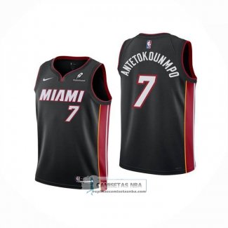 Camiseta Nino Miami Heat Giannis Antetokounmpo NO 7 Icon Negro