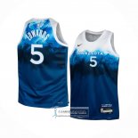 Camiseta Nino Minnesota Timberwolves Anthony Edwards NO 5 Ciudad 2023-24 Azul